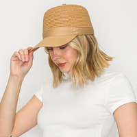 STRAW WOVEN PAPER BRAID BASEBALL CAP